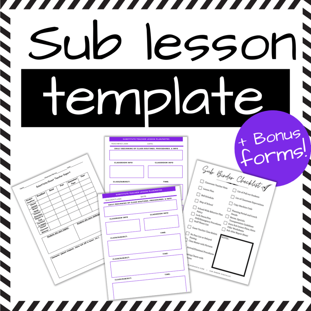 sub lesson plan template